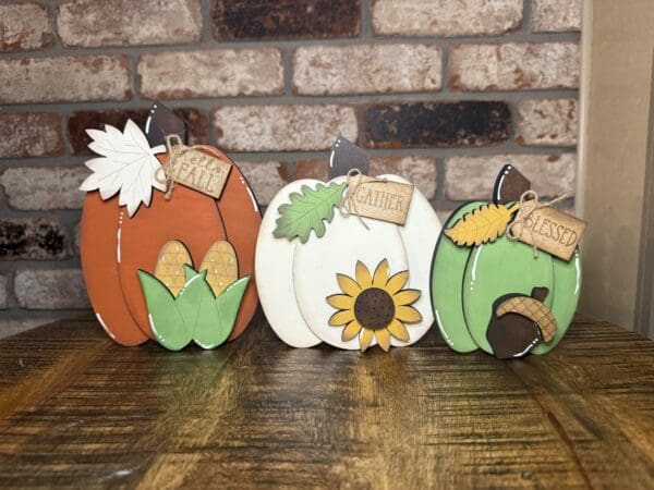 Chunky Pumpkin Shelf Sitters - Set of 3