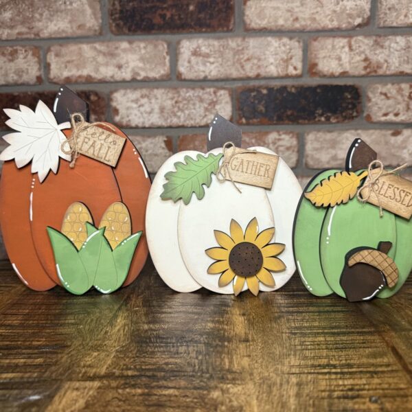 Chunky Pumpkin Shelf Sitters - Set of 3