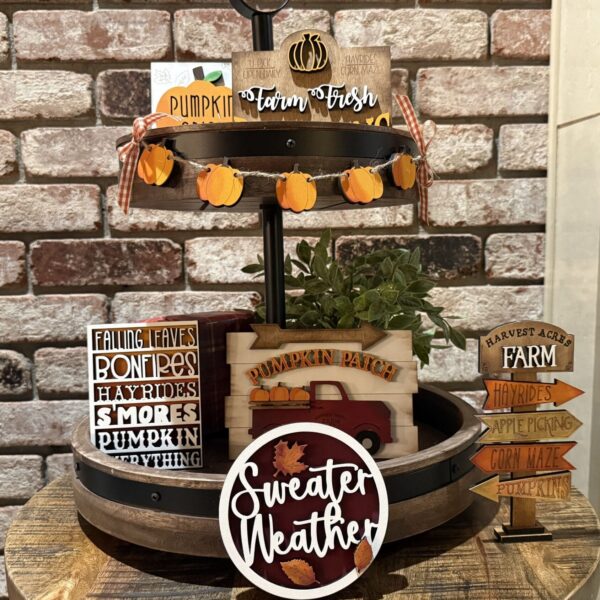 Fall Farm Fresh Pumpkin Tiered Tray 7 Piece Set