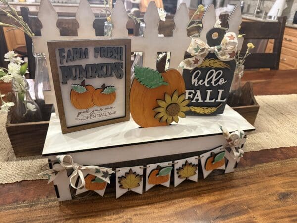 Fall Pumpkin Bench Interchangeable  4 Piece Set - Image 5