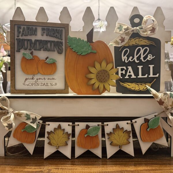 Fall Pumpkin Bench Interchangeable  4 Piece Set