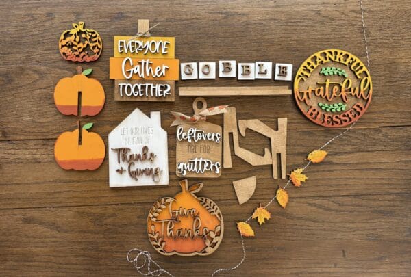 Thanksgiving Fall Tiered Tray 9 Piece Set - Image 4