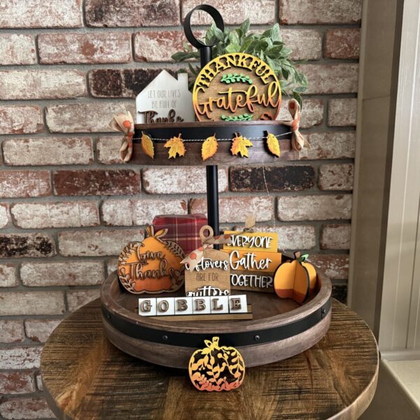 Thanksgiving Fall Tiered Tray 9 Piece Set