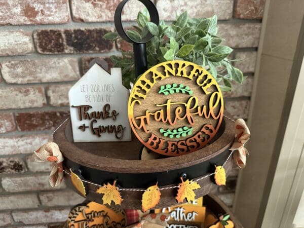 Thanksgiving Fall Tiered Tray 9 Piece Set - Image 6