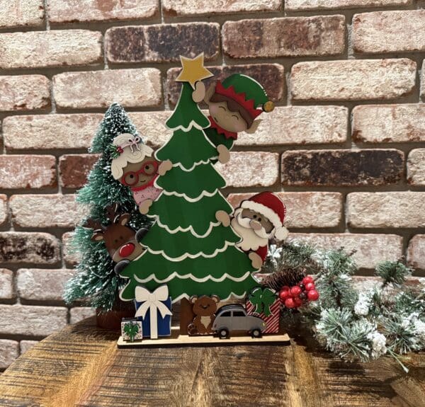 Santa Elf Standing Christmas Tree No Lights Shelf Sitter