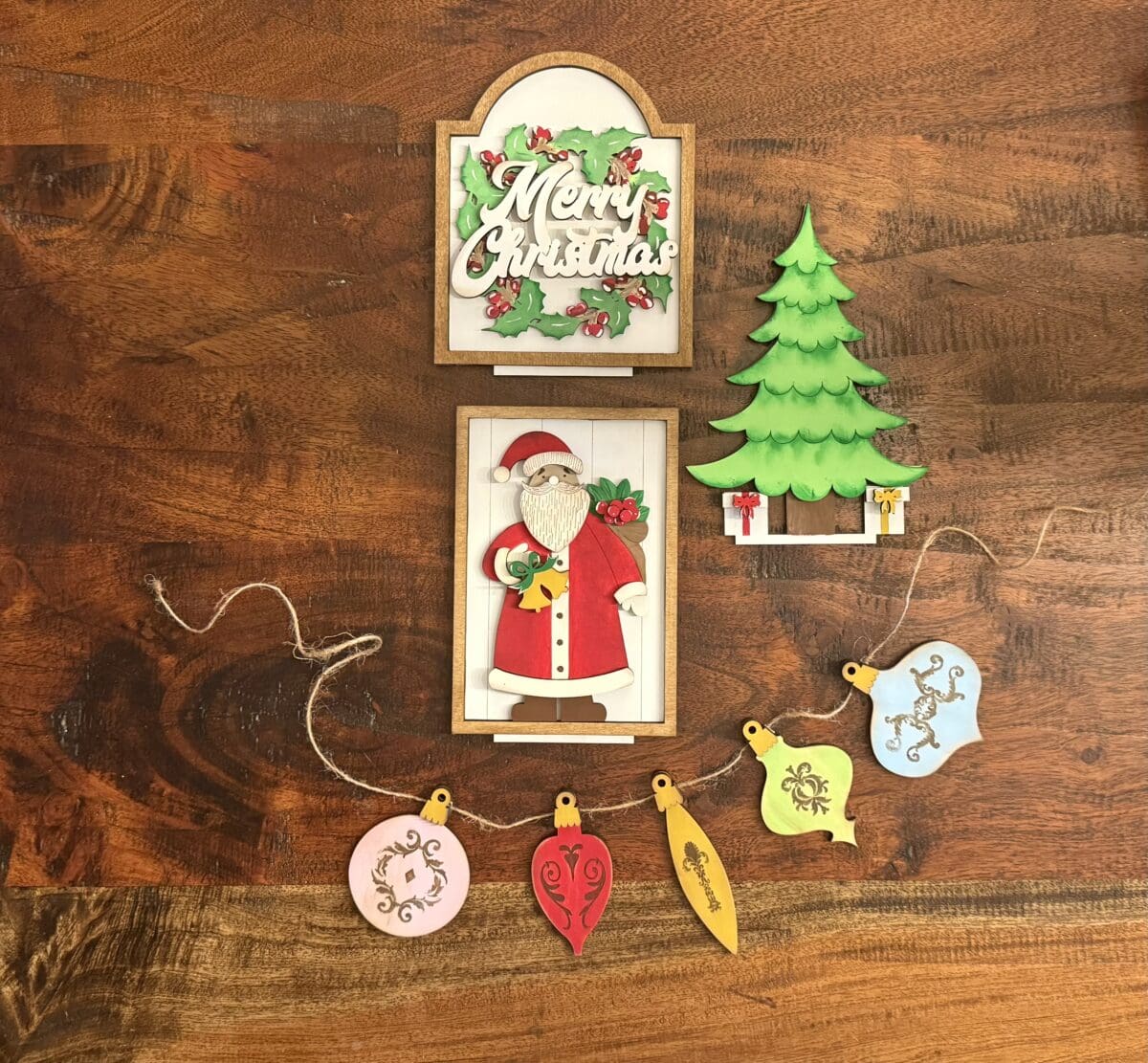 Vintage Christmas Bench Interchangeable 4 Piece Set - Image 4