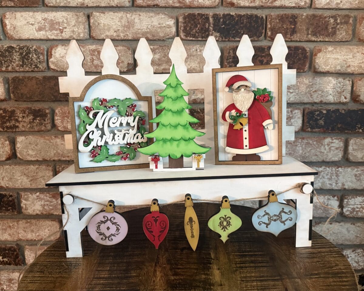 Vintage Christmas Bench Interchangeable 4 Piece Set