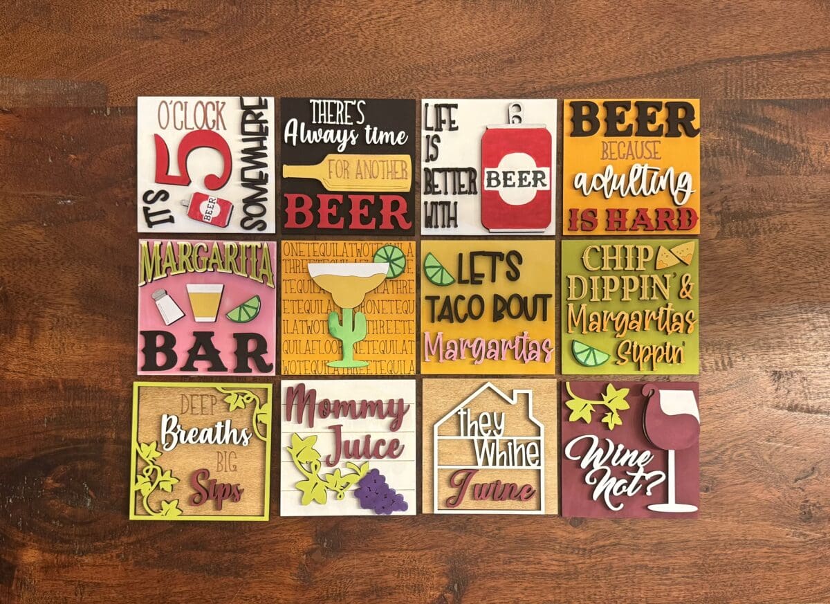 Bar Margarita Beer Wine Interchangeable Squares Mix & Match - Image 2
