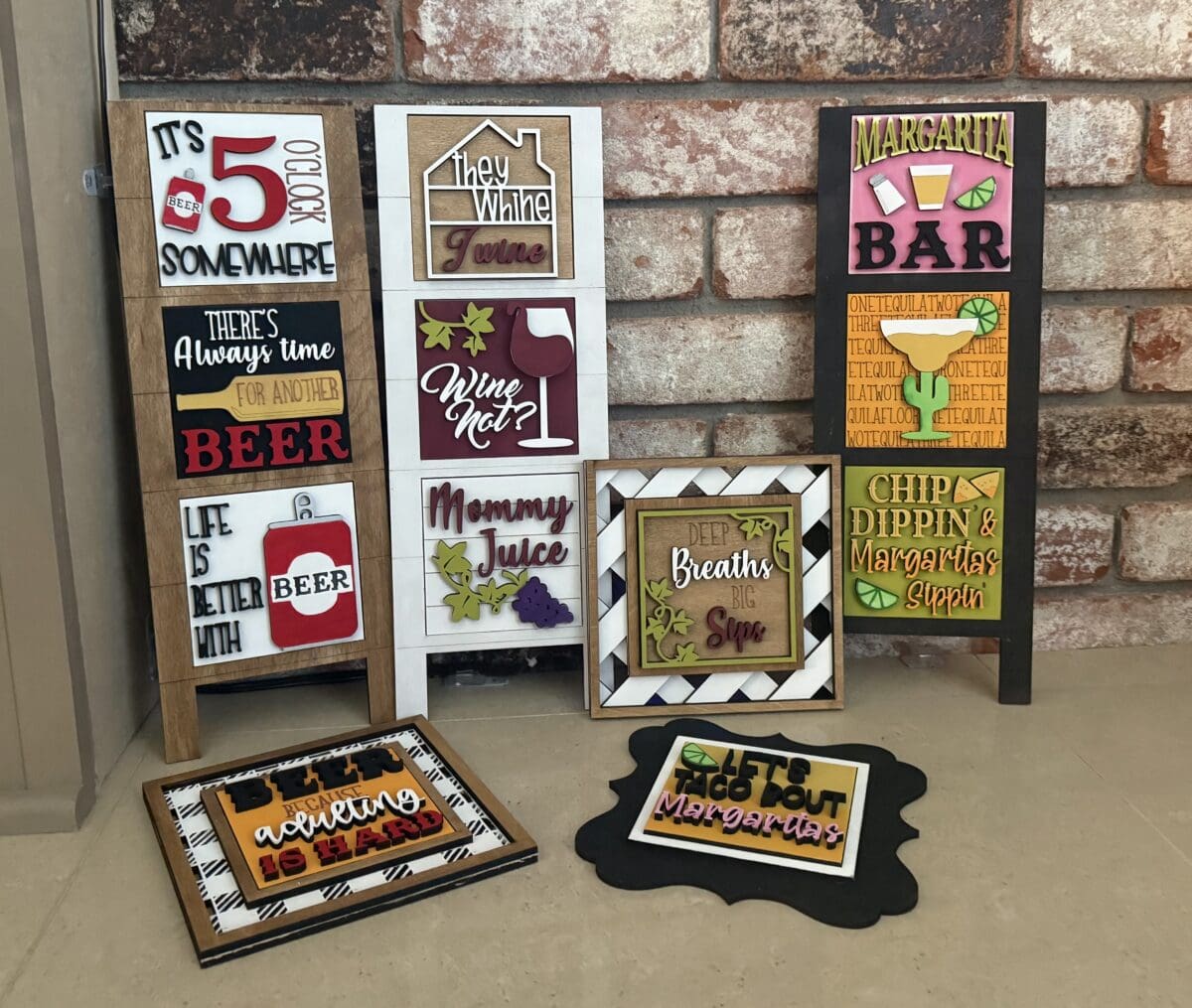 Bar Margarita Beer Wine Interchangeable Squares Mix & Match