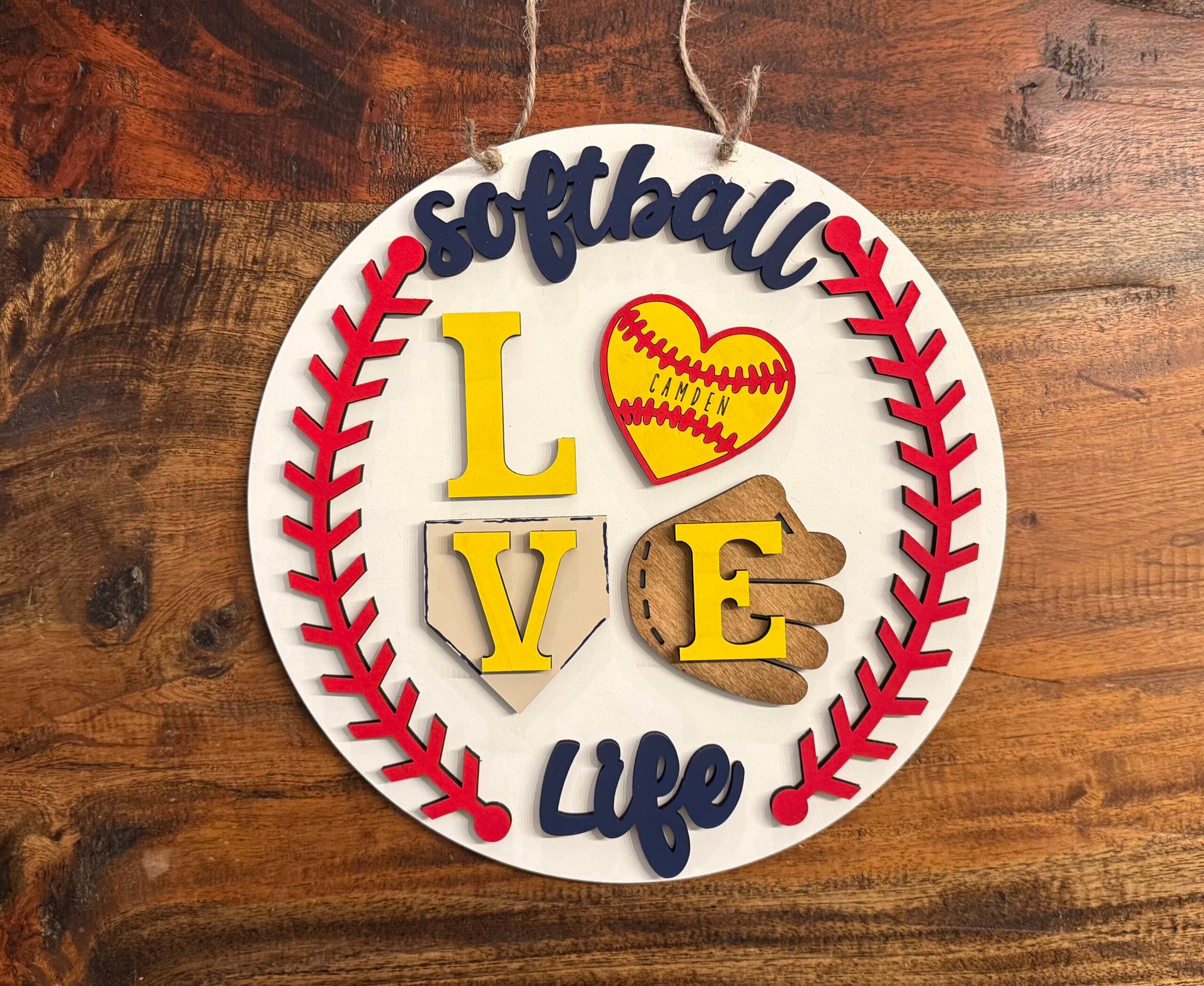 Softball Life Love Door Hanger