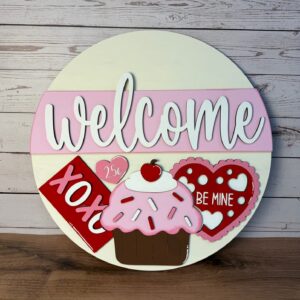 Valentine Welcome Cupcake Door Hanger