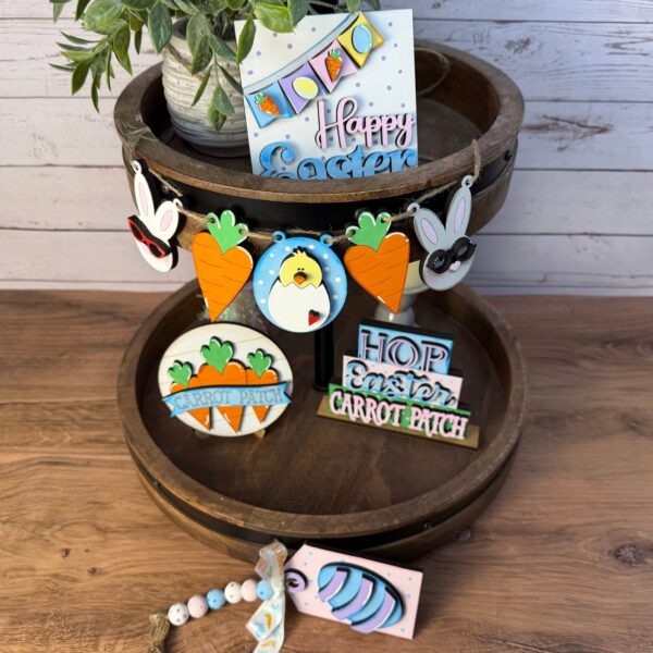 Easter Carrot Patch Tiered Tray 5 Piece Set