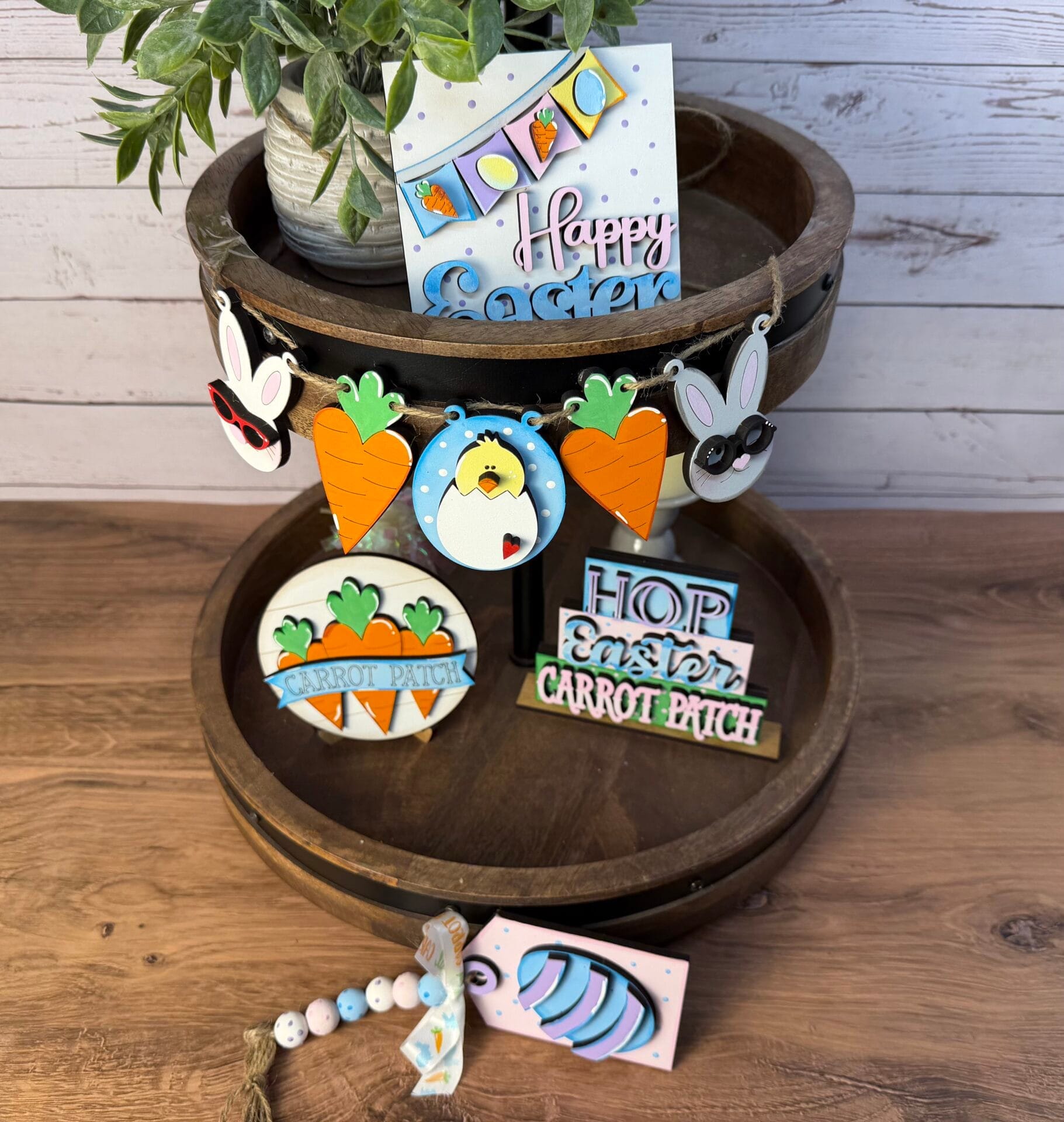 Easter Carrot Patch Tiered Tray 5 Piece Set