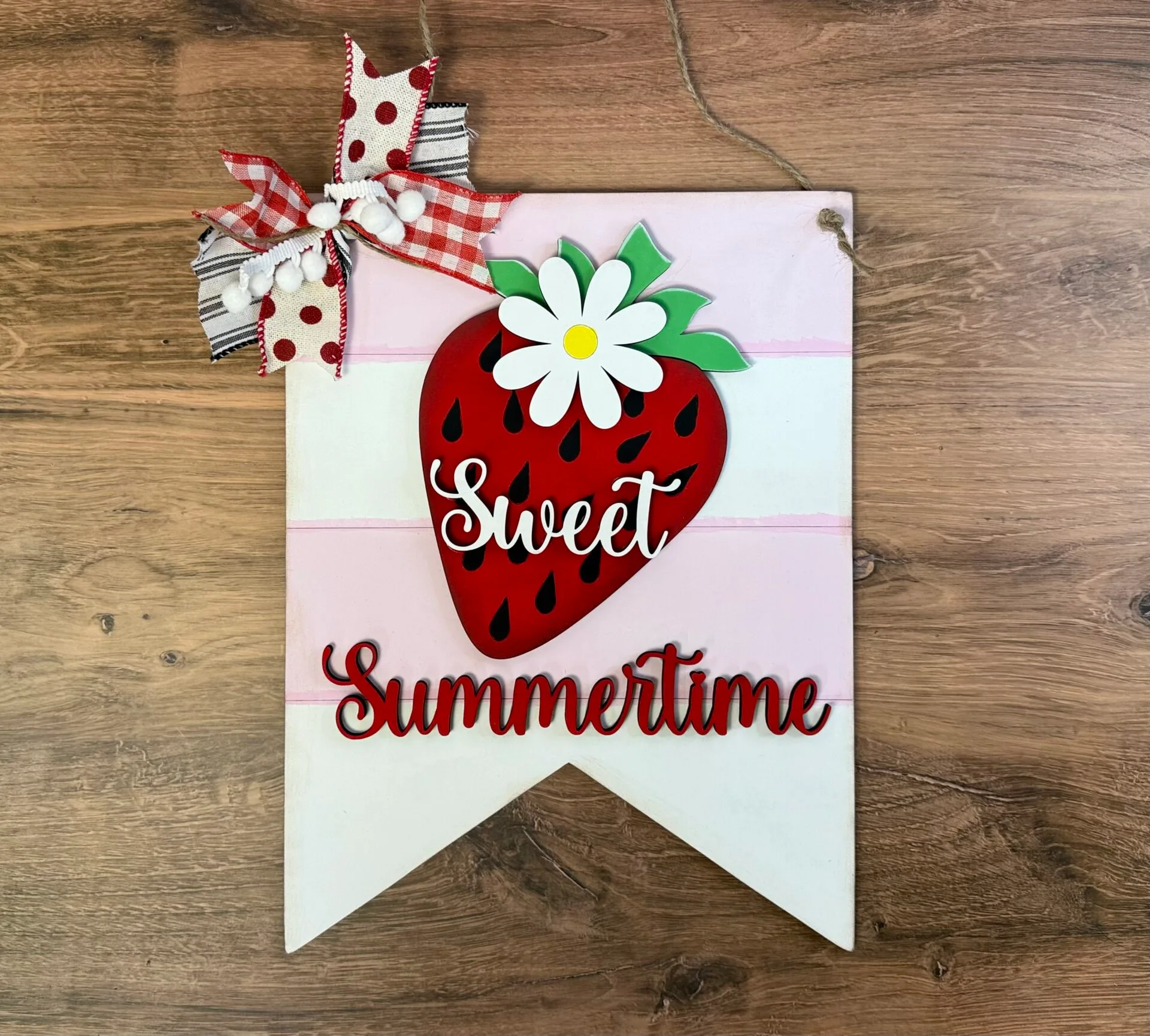 Sweet Summertime Strawberry Summer Door Hanger - Image 4