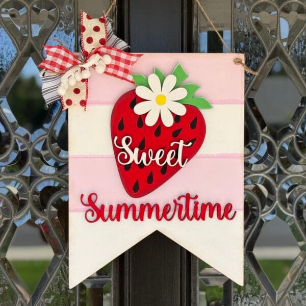 Sweet Summertime Strawberry Summer Door Hanger