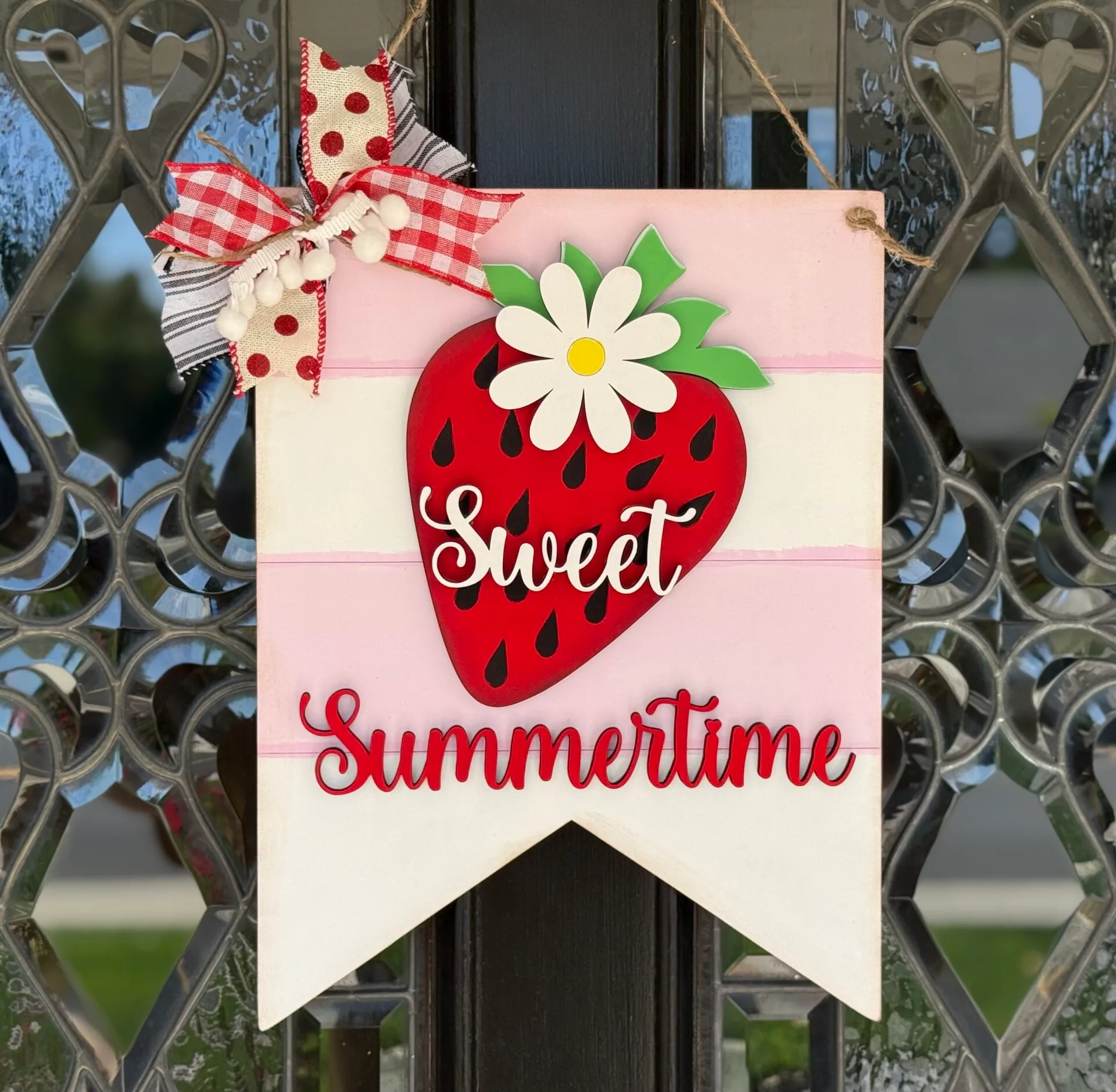 Sweet Summertime Strawberry Summer Door Hanger
