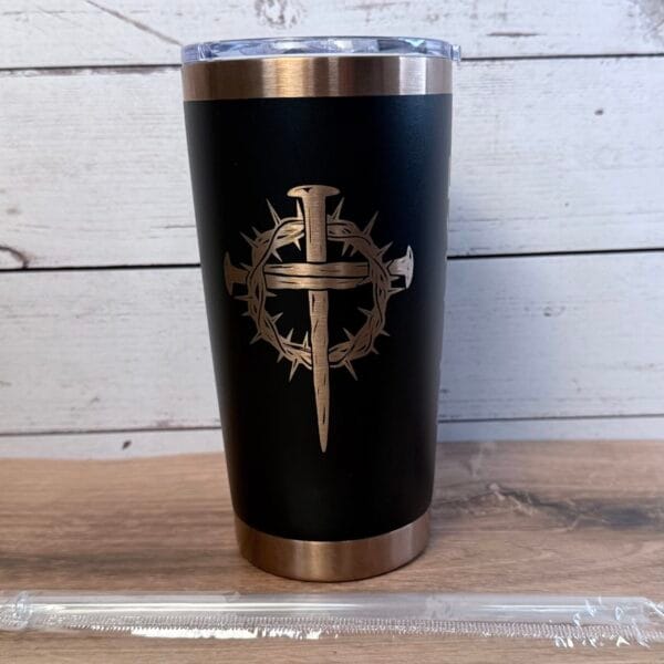 20 oz. Custom Mens/Boys Bible Verse Insulated Tumbler with Clear Lid