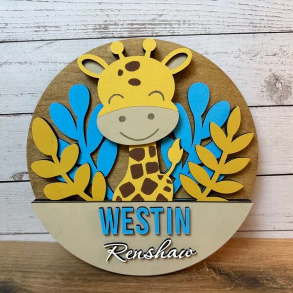 Giraffe Nursery Baby Name Sign Personalized Decor