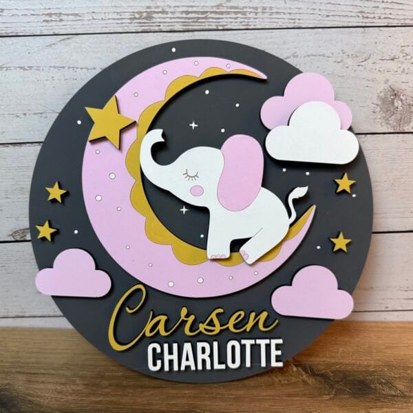 Elephant Nursery Baby Name Sign Personalized Decor