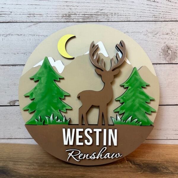 Deer Nursery Baby Name Sign Personalized Decor