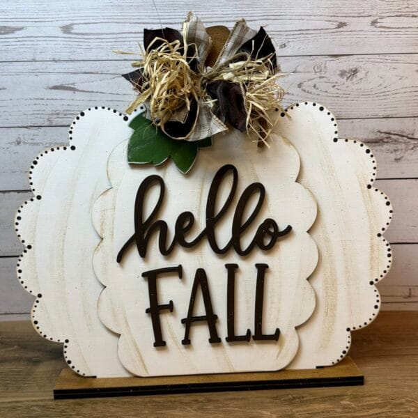 Hello Fall Pumpkin Shelf Sitter
