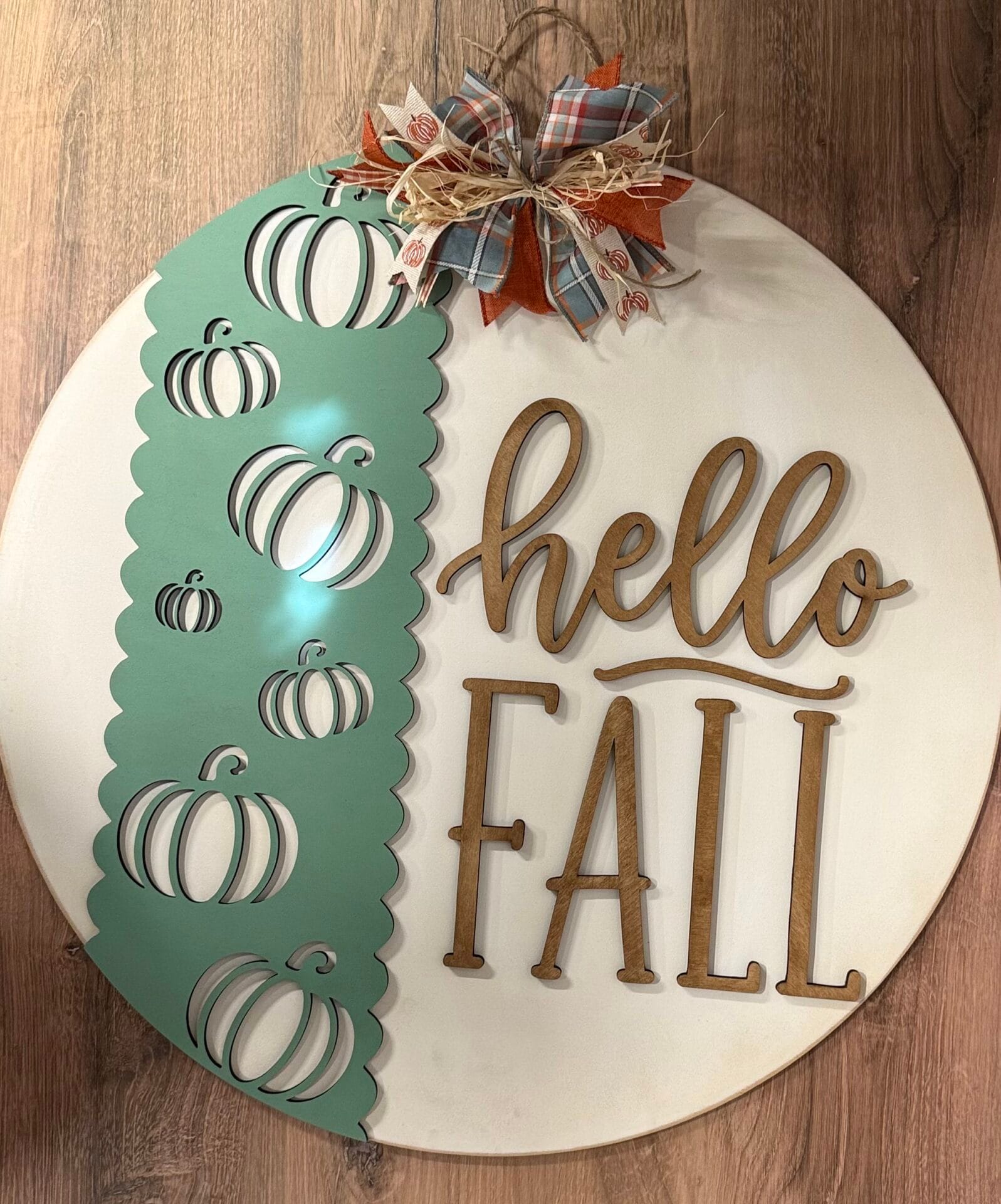 Hello Fall Pumpkin Round Door Hanger - Image 4