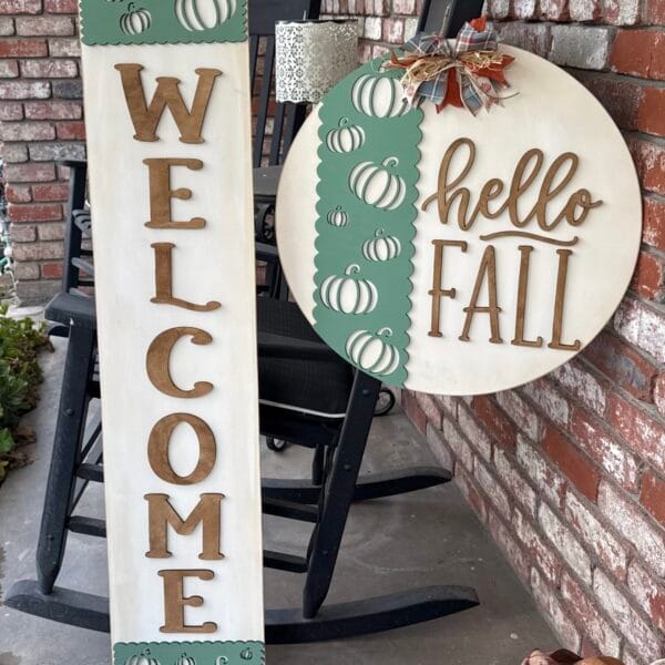 Welcome Pumpkin Porch Sign Leaner
