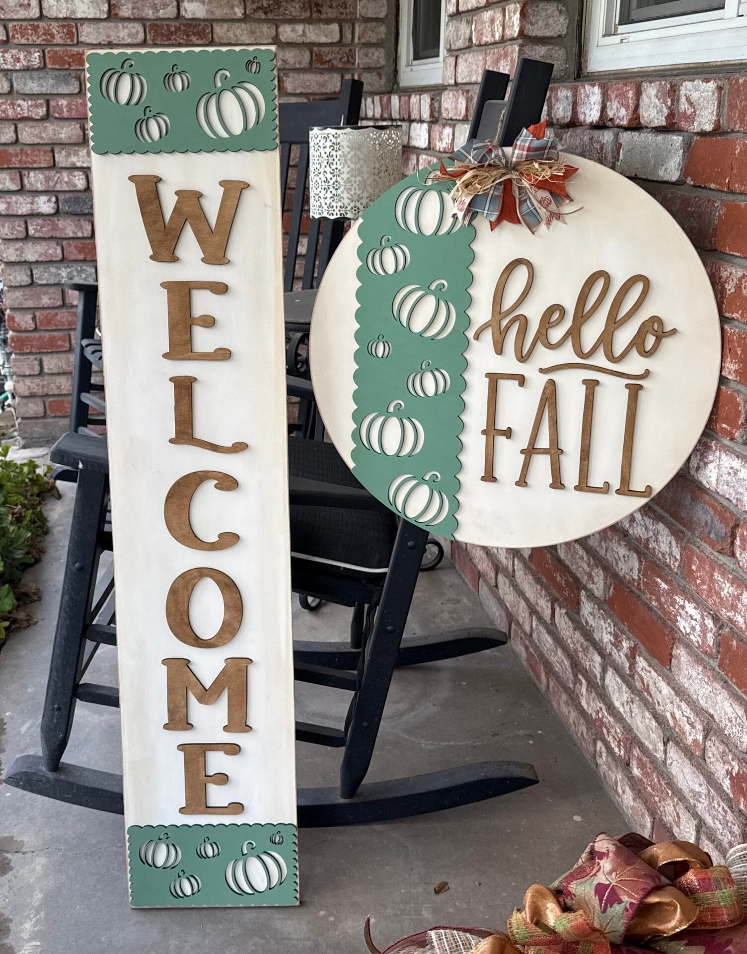 Welcome Pumpkin Porch Sign Leaner