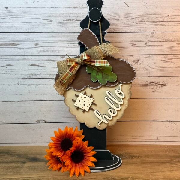 Hello Acorn Autumn Fall Door Hanger