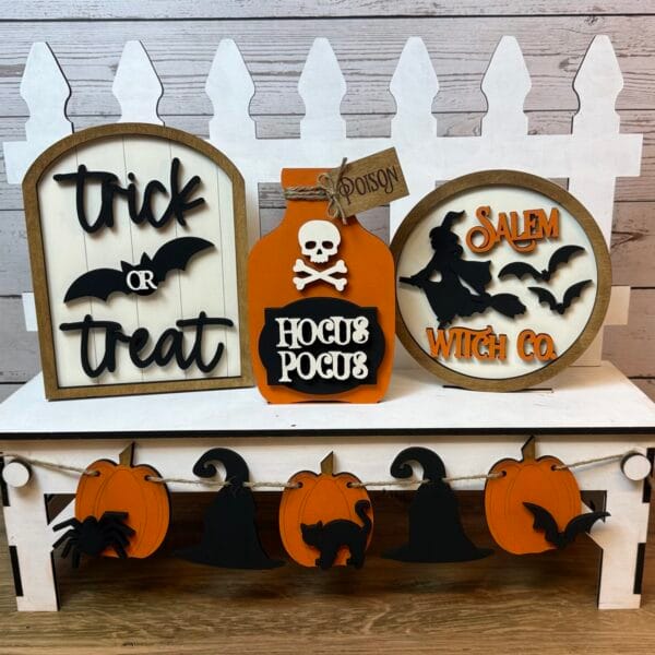 Trick or Treat Fall Bench Interchangeable  4 Piece Set