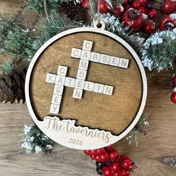 Scrabble Tile Family Personalized Christmas Ornament